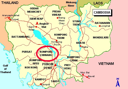 Map showing Kampong Chhnang Province
